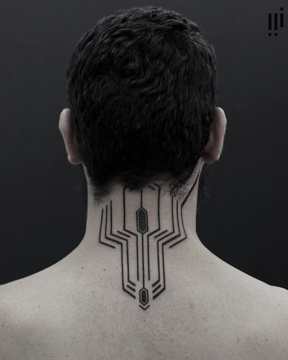 Cyber tattoo. Тату киберпанк. Тату на шее в стиле киберпанк. Футуристические тату. Тату шея мужские киберпанк.